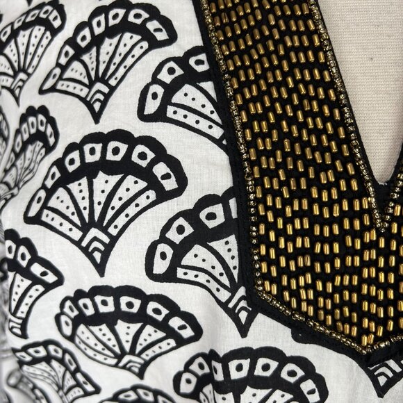 Soft Surroundings Womens Rocio Pullover Tunic Black Gold Beaded size Medium - Picture 5 of 14